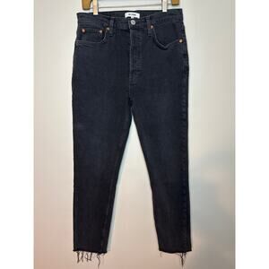 RE/DONE Originals High Rise Ankle Crop 189-03WHRAC Faded Stone button fly Sz 30
